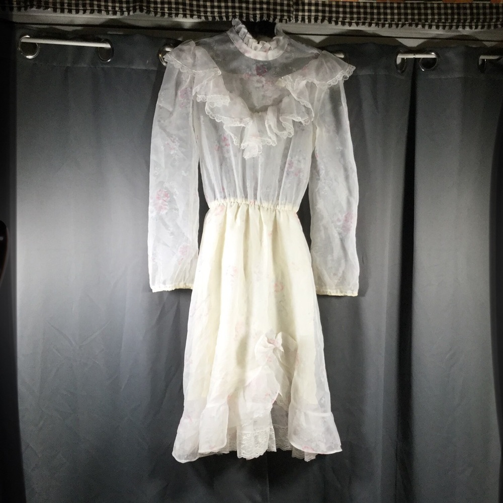 Vintage Diamond’s Run Floral Chiffon Ruffle Dress